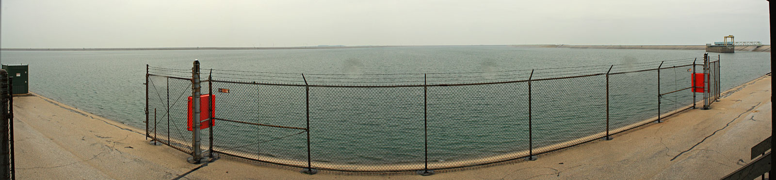 panoramic photo of the ludington pumped storage plant reservoir